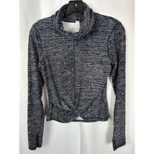 Lululemon It's A Tie Pullover Space Dye Black White Twist Front Cowl Neck 6